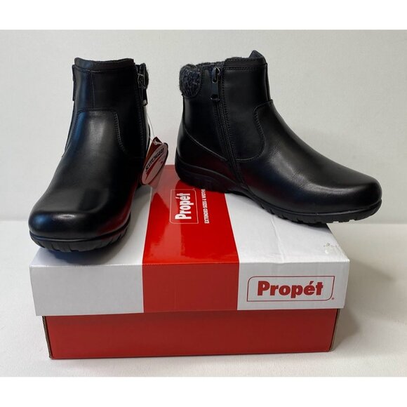 Propet Darley‎ Ankle Booties Shoe Women's 6.5 Black Leather Cushioned Comfort - Picture 12 of 12